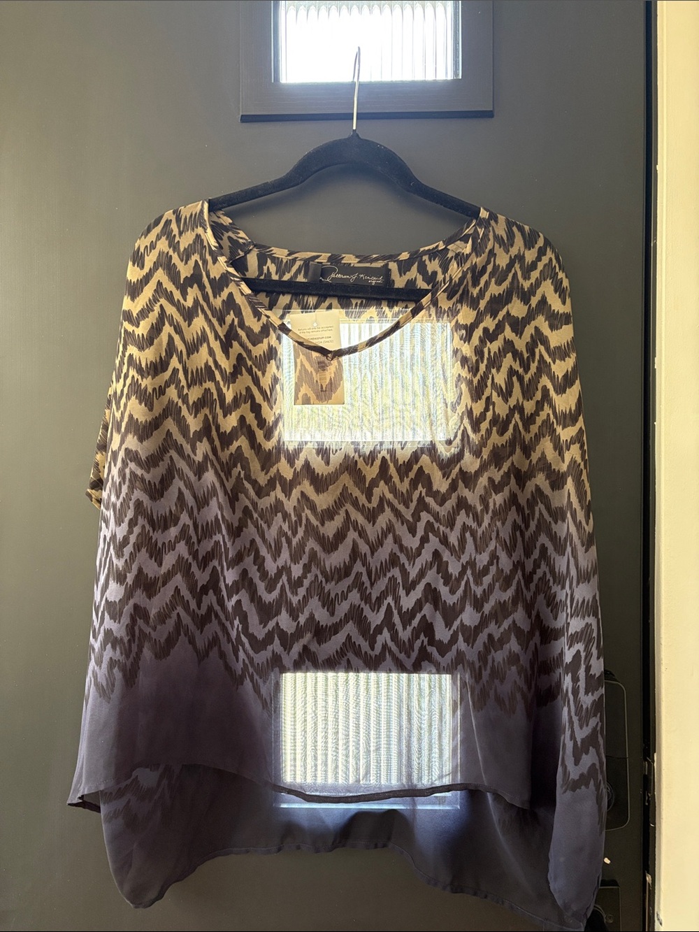 Patterson J. Kincaid Chevron Ombre Tunic Top - Taupe and Gray oversized